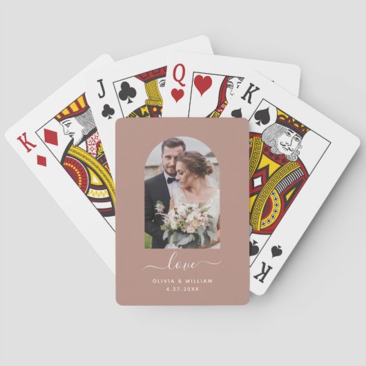 Moderner Foto Arch | Terracotta-Liebe Spielkarten (Rückseite)