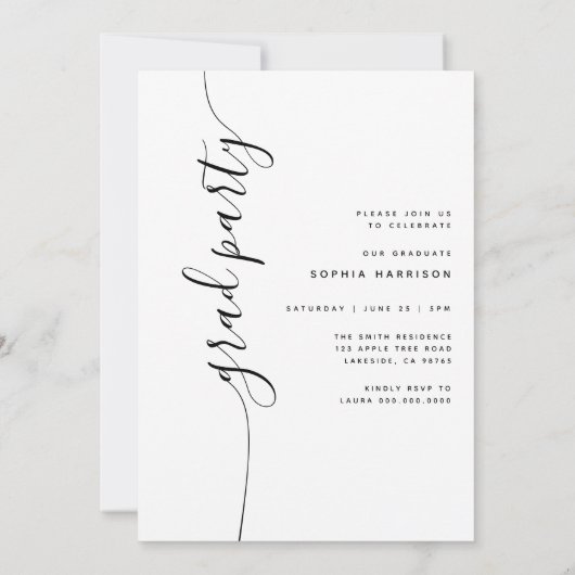 Moderner Foto Arch Vertical Script Abschluss Einladung (Rückseite)