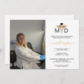 Moderner Foto Ärztin für Medizin Abschluss Einladung (Vorne/Hinten)