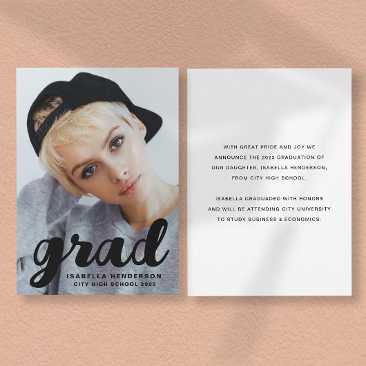 Moderner Foto Black Script Abschluss Ankündigung