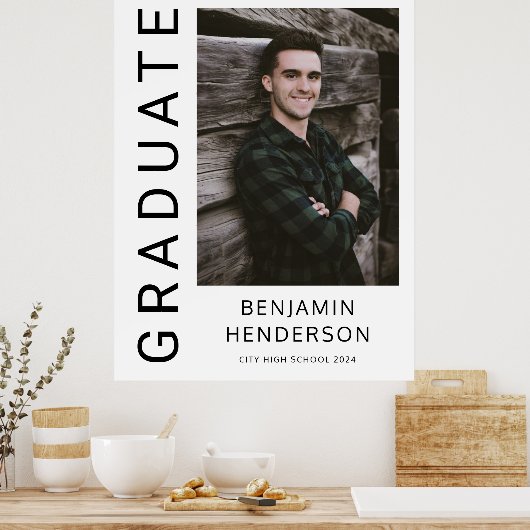 Moderner Foto Boy 2023 Abschluss Ankündigung Poster (Küche)