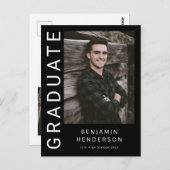 Moderner Foto Boy 2023 Abschluss Ankündigung Postkarte (Vorne/Hinten)