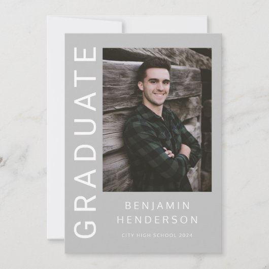 Moderner Foto Boy Abschluss Ankündigung (Vorderseite)