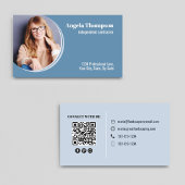 Moderner Foto Business Blue QR Code Visitenkarte