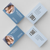 Moderner Foto Business Blue QR Code Visitenkarte