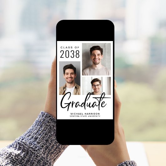 Moderner Foto Collage Bold Script-Abschluss Ankündigung