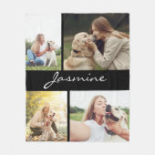 Moderner Foto Collage Dog Schwarz Fleecedecke (Vorderseite)