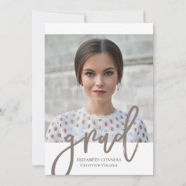 Moderner Foto Collage Grad Silver Script Abschluss Einladung
