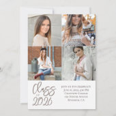 Moderner Foto Collage Grad Silver Script Abschluss Einladung (Rückseite)