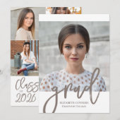 Moderner Foto Collage Grad Silver Script Abschluss Einladung (Vorne/Hinten)