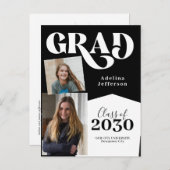 Moderner Foto Collage Typografie schwarzer Abschlu Ankündigungspostkarte (Vorne/Hinten)