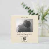 Moderner Foto Custom QR Code Save the Date Invitat Einladung (Stehend Vorderseite)
