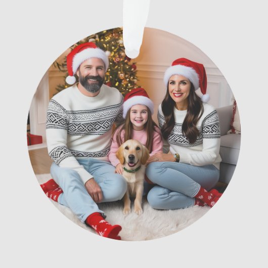 Moderner Foto Familienurlaub Personalisiert Ornament (Vorderseite)