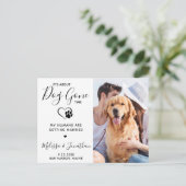 Moderner Foto Funny Pet Wedding Hund Save the Date Ankündigungspostkarte (Stehend Vorderseite)