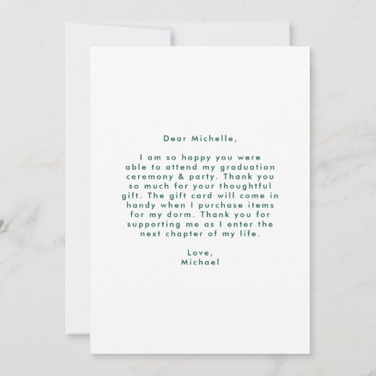 Moderner Foto für Arkor-grüne Blockelemente Abschl Dankeskarte (Rückseite)