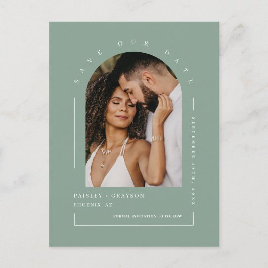 Moderner Foto für grüne Bögen QR-Code Rette unser Postkarte (Vorderseite)