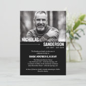 Moderner Foto-Gedenkdienst für Typografie Einladung (Stehend Vorderseite)