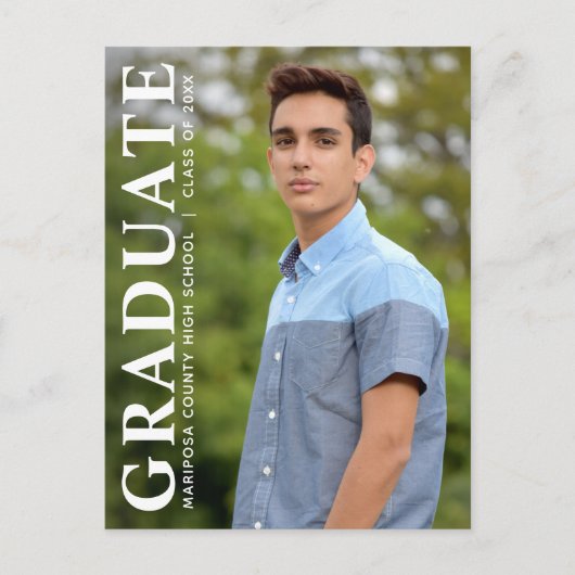 Moderner Foto Graduate Class Abschluss Ankündigungspostkarte (Vorderseite)