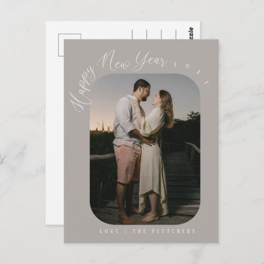 Moderner Foto-Happy New Year Postkarte (Vorne/Hinten)