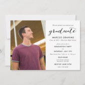 Moderner Foto High School Abschluss Burgund Einladung (Vorderseite)