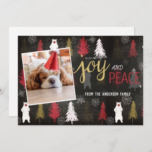 Moderner Foto Holiday Feiertagskarte (Vorne/Hinten)