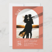 Moderner Foto I Terracotta I Wedding Einladung (Vorderseite)