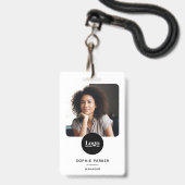 Moderner Foto-ID-Karte QR-Code Weiß Ausweis (Vorderseite mit Lanyard)