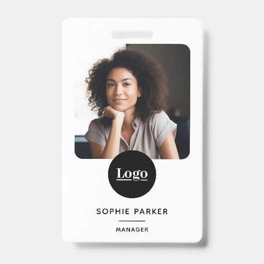 Moderner Foto-ID-Karte QR-Code Weiß Ausweis (Vorderseite)