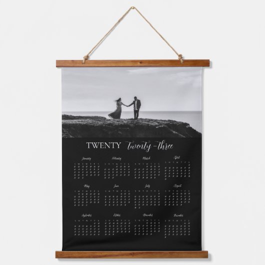 Moderner Foto Kalender geschrieben dreiundzwanzig Wandteppich Mit Holzrahmen (Vorderseite)