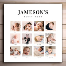 Moderner Foto-Kalender zum ersten Jahr des Babys a