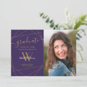 Moderner Foto Lila Monogram Geometrischer Abschlus Ankündigung (Stehend Vorderseite)