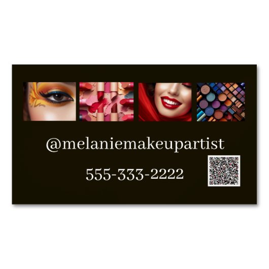 Moderner Foto Makeup Artist mit QR-Code Magnetische Visitenkarte (Vorderseite)