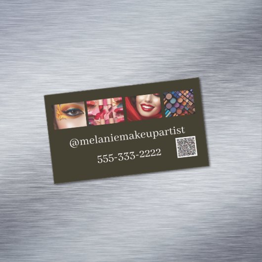 Moderner Foto Makeup Artist mit QR-Code Magnetische Visitenkarte (Beispiel)