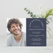 Moderner Foto Mann 30. Geburtstag Party Marine Einladung (Stehend Vorderseite)