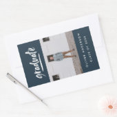 Moderner Foto mit grüner Schrift und blauer Abschl Rechteckiger Aufkleber (Umschlag)