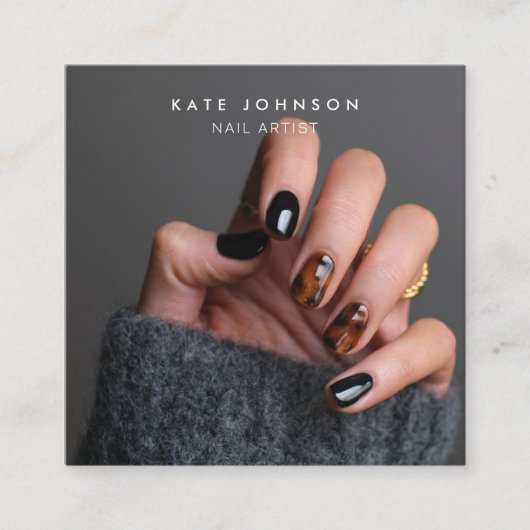 Moderner Foto Nail Artist Beauty Salon QR Code Quadratische Visitenkarte (Vorderseite)