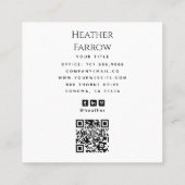 Moderner Foto-Name-Social-QR-Code Quadratische Visitenkarte (Rückseite)