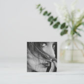 Moderner Foto-Name-Social-QR-Code Quadratische Visitenkarte (Stehend Vorderseite)