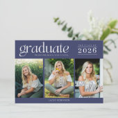 Moderner Foto Navy Blue High School Abschluss (Stehend Vorderseite)