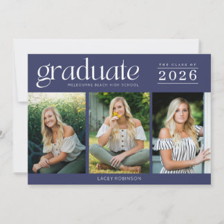 Moderner Foto Navy Blue High School Abschluss