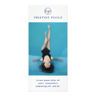 Moderner Foto Navy Blue Watercolor Pool Service Werbekarte