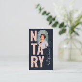 Moderner Foto Navy Pink Notary Loan Signing Agent Visitenkarte (Stehend Vorderseite)