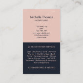 Moderner Foto Navy Pink Notary Loan Signing Agent Visitenkarte (Rückseite)