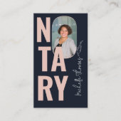 Moderner Foto Navy Pink Notary Loan Signing Agent Visitenkarte (Vorderseite)