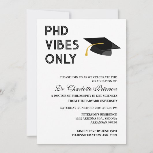 Moderner Foto PHD Doctoral Abschluss Einladung (Vorderseite)