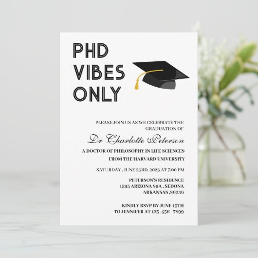 Moderner Foto PHD Doctoral Abschluss Einladung (Stehend Vorderseite)
