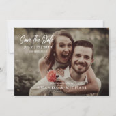 Moderner Foto QR Code Einfache Hochzeit speichern  Einladung (Vorderseite)