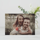 Moderner Foto QR Code Einfache Hochzeit speichern  Einladung (Stehend Vorderseite)