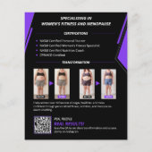 Moderner Foto-QR-Code Fitnesscoach für Frauen Flyer (Hinten)