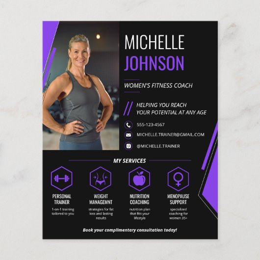 Moderner Foto-QR-Code Fitnesscoach für Frauen Flyer (Vorne)